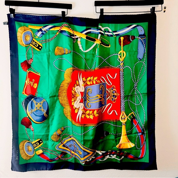 Celine Paris 100% Silk Scarf French Revolution Motif. Navy Red Green EUC - Picture 3 of 5
